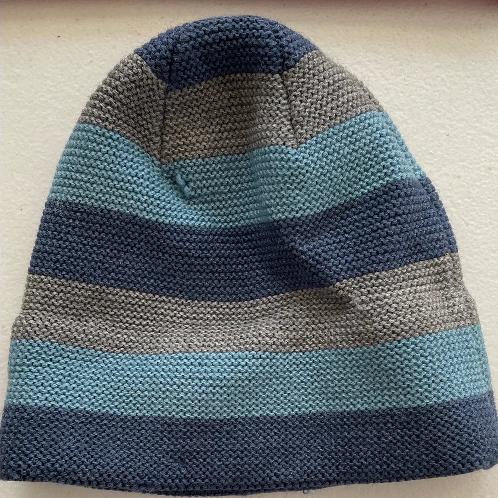 Smartwool Kids Striped Blue and Gray Beanie - Picture 3 of 3